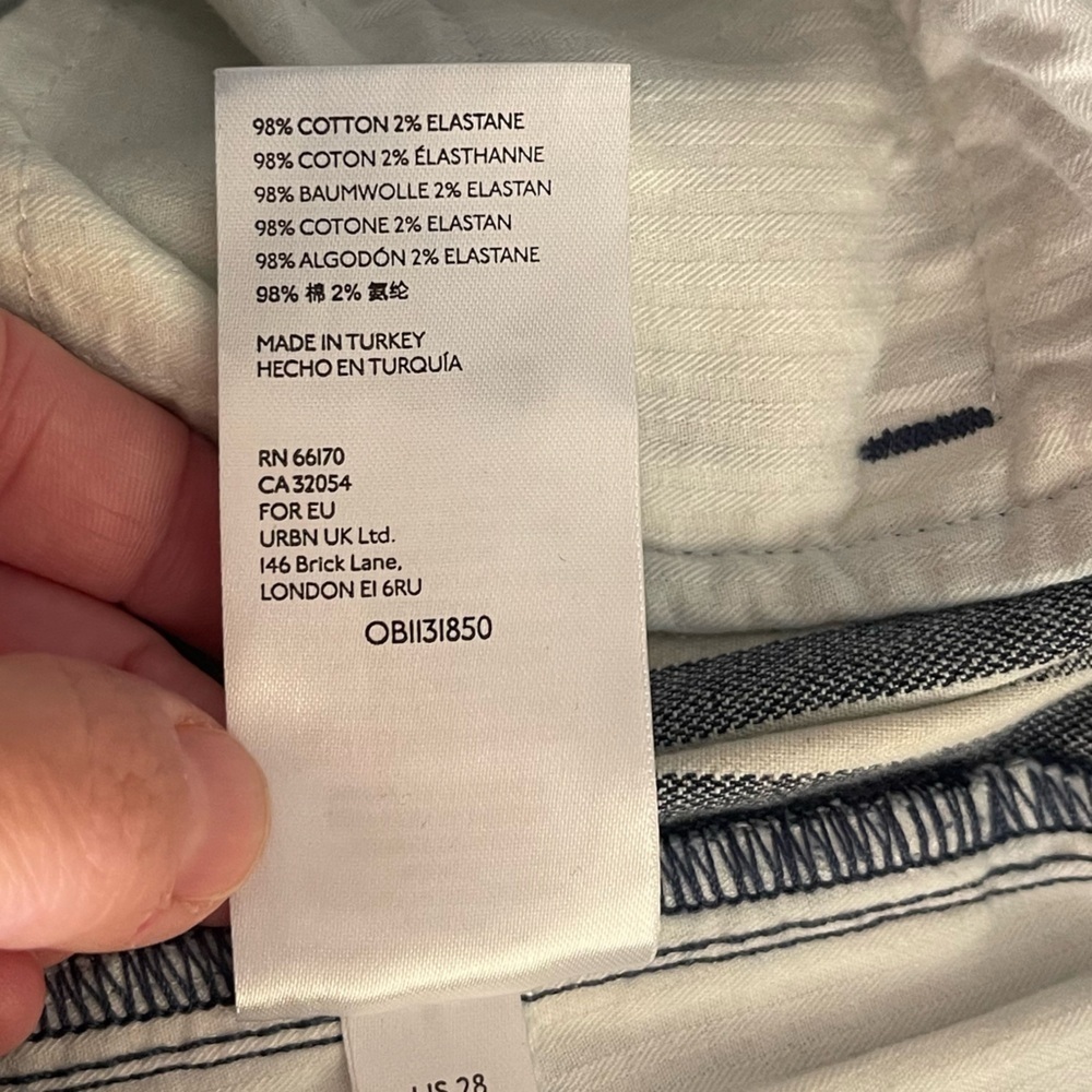 Women’s Anthropologie Alena blue & white striped boot up pants 28P - Picture 5 of 6